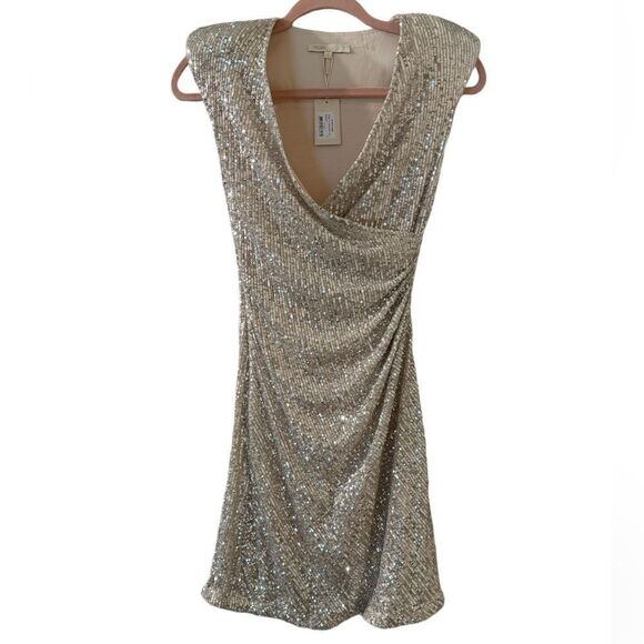 NWT MAJE Silver sequin party dress - Picture 1 of 6